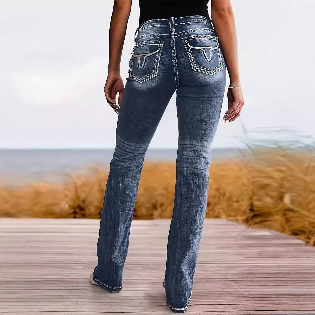 Women's Jeans High Waist Straight Slim Fit Slimming Versatile - Xmaker