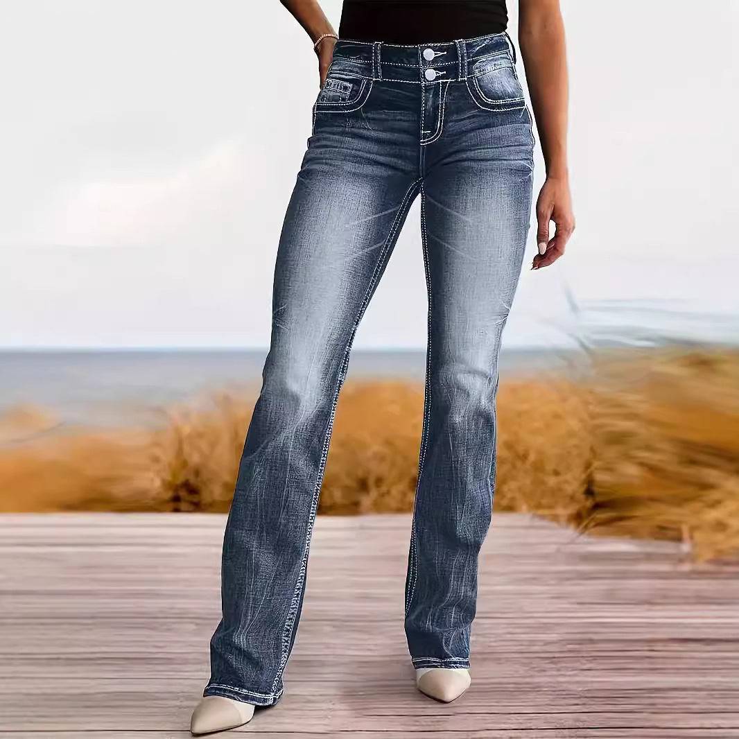 Women's Jeans High Waist Straight Slim Fit Slimming Versatile - Xmaker