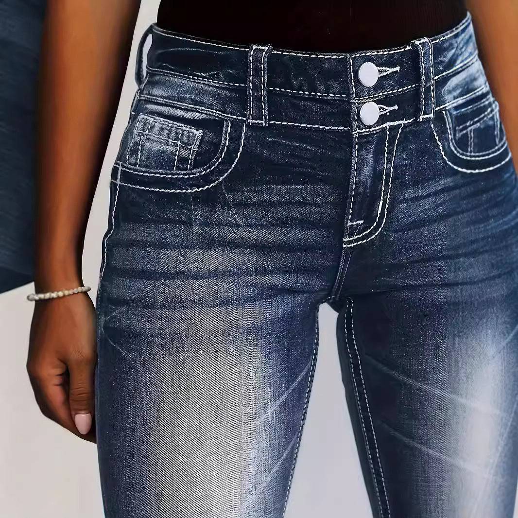 Women's Jeans High Waist Straight Slim Fit Slimming Versatile - Xmaker