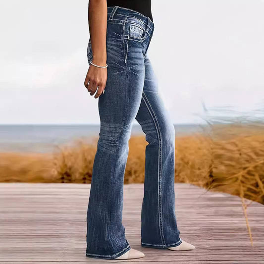 Women's Jeans High Waist Straight Slim Fit Slimming Versatile - Xmaker