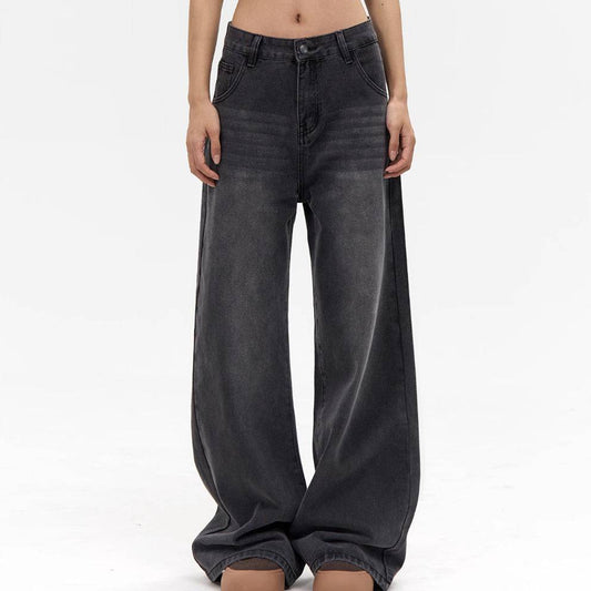 High Waist Straight Jeans Loose Wide Leg Pants - Xmaker