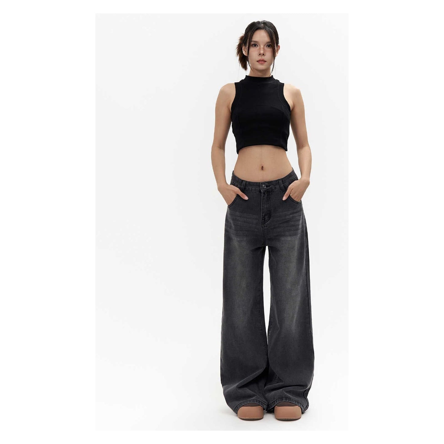 High Waist Straight Jeans Loose Wide Leg Pants - Xmaker