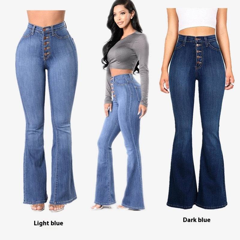 Popular Slim Fit High Waist Package Hip Denim Bell-bottom Pants - Xmaker