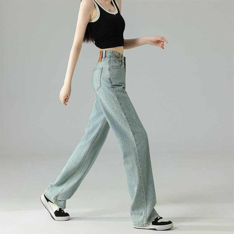 Cropped Jeans Embroidered Wide-leg Jeans - Xmaker