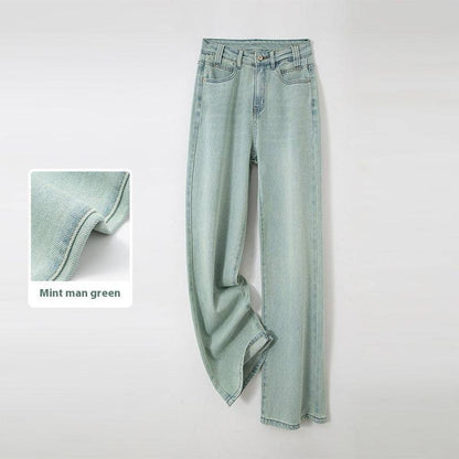 Three-color Mint Green Stretch All-matching Wide-leg Jeans - Xmaker