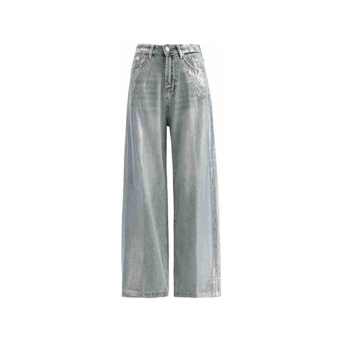 Retro Silver Loose Jeans - Xmaker