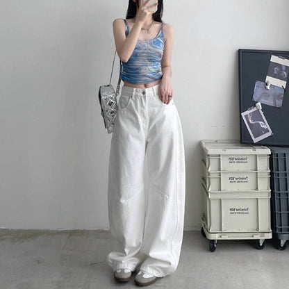 Retro Straight White Jeans Women's Loose Wide-leg Pants - Xmaker