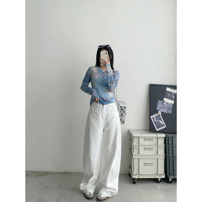 Retro Straight White Jeans Women's Loose Wide-leg Pants - Xmaker