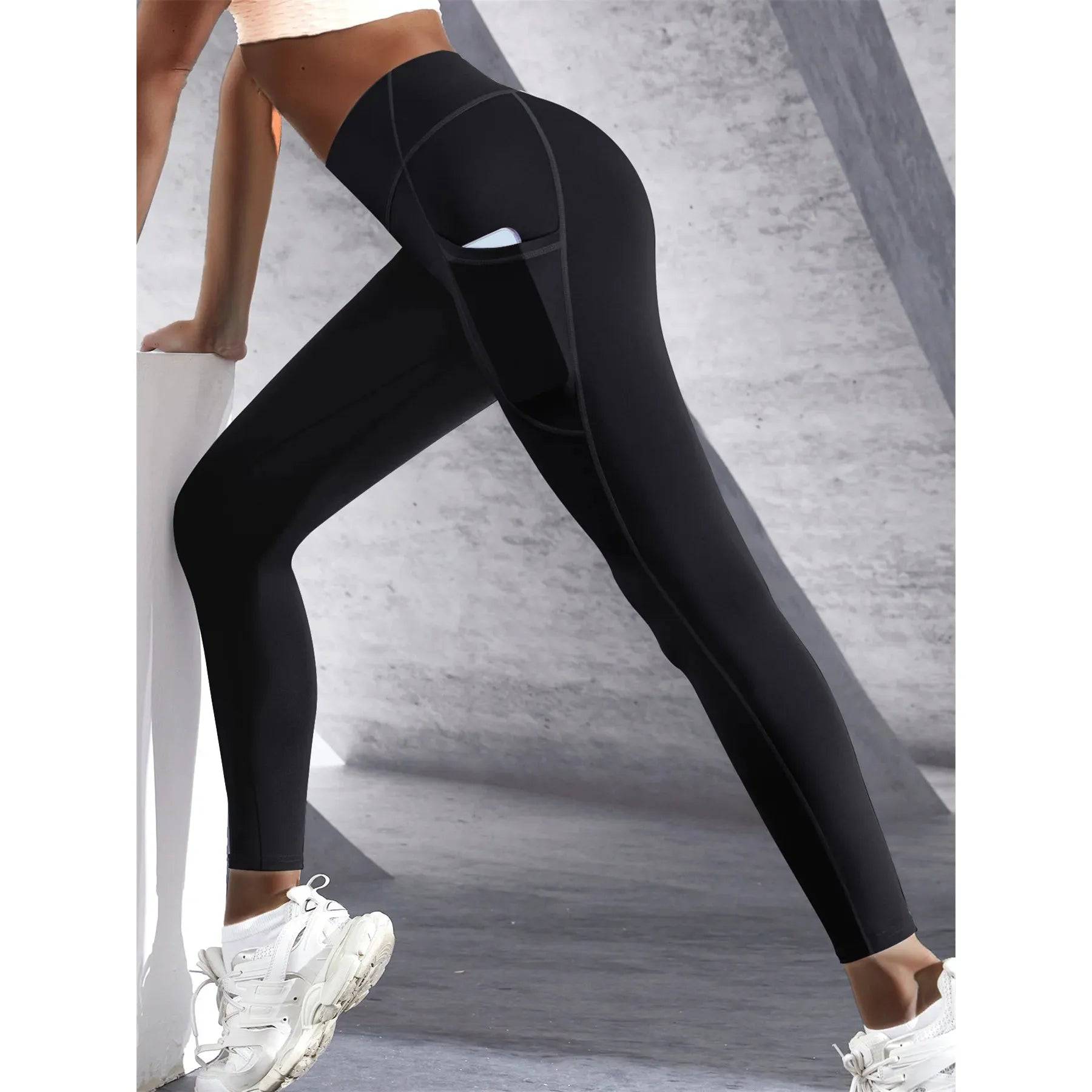 Women's High Waist Leggings Stretch Tights With Pockets - Xmaker