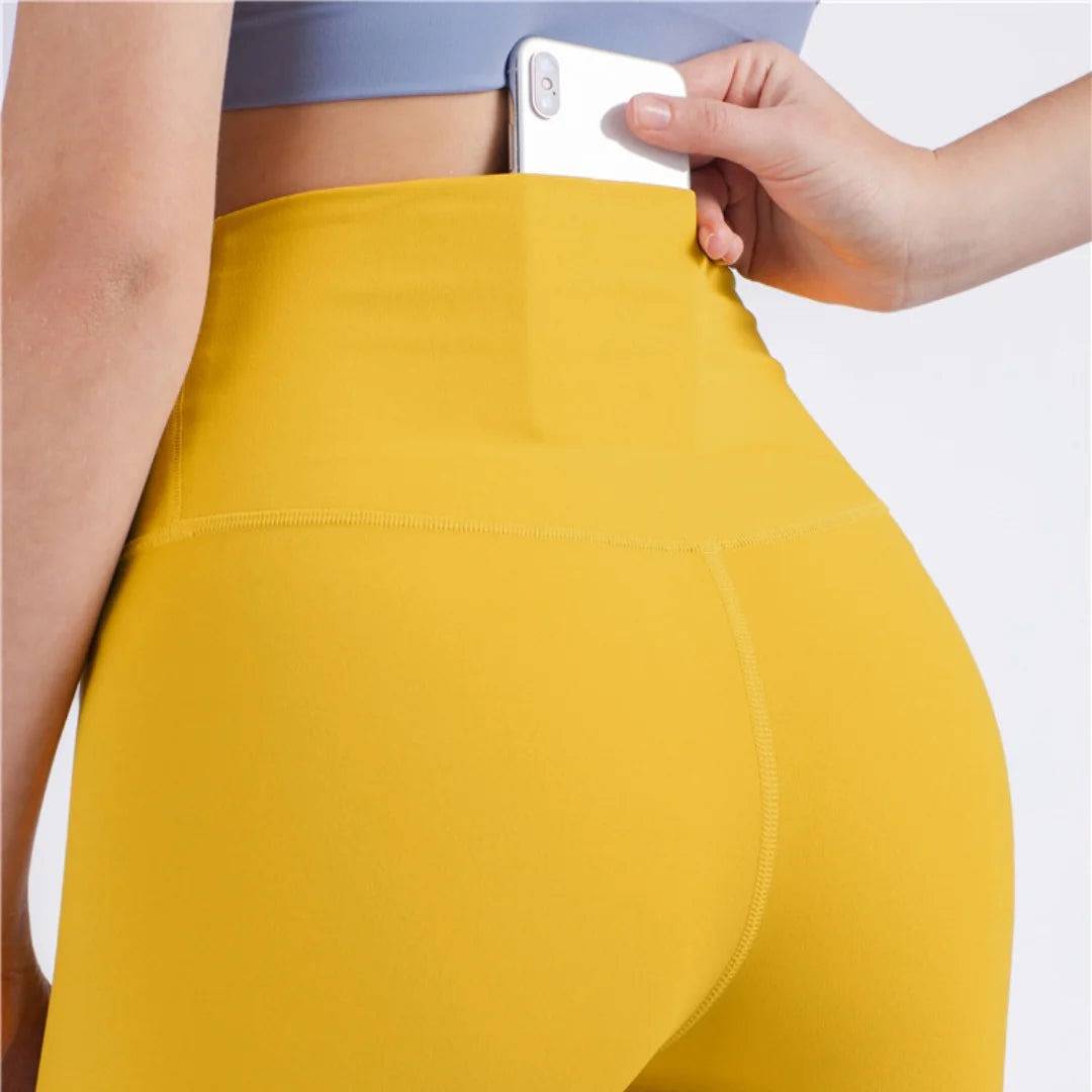 Solid Color soft Women Sport Pant Tight Butter High Waist Yoga Legging Athletic Gym Comprehensive Training Jog Back Waist Pocket - Xmaker