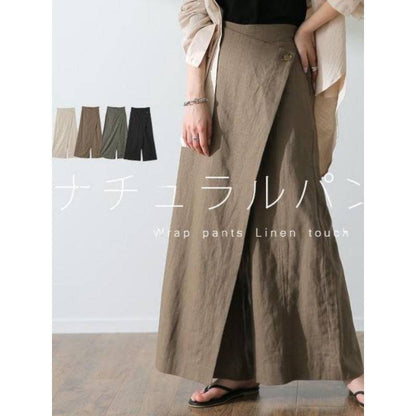 Simple high waist button slim wide leg pants suit skirt pants - Xmaker