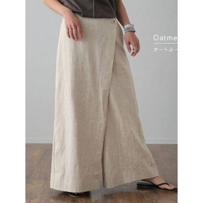 Simple high waist button slim wide leg pants suit skirt pants - Xmaker