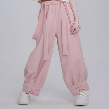 Cotton Sweet Drawstring Women's Small Blush Rabbit Suspender Pants - Xmaker