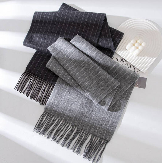 Women's Wool Scarf Striped Long Warm Shawl - Xmaker