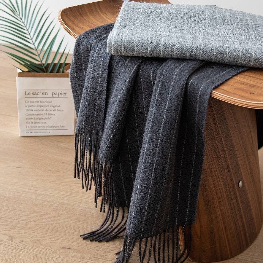 Women's Wool Scarf Striped Long Warm Shawl - Xmaker