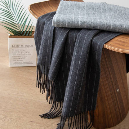 Women's Wool Scarf Striped Long Warm Shawl - Xmaker
