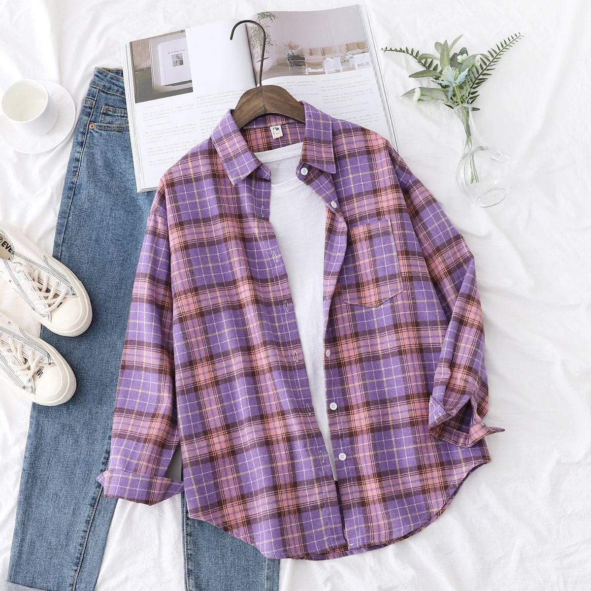 Women's Flannel Plaid Shirt - Xmaker