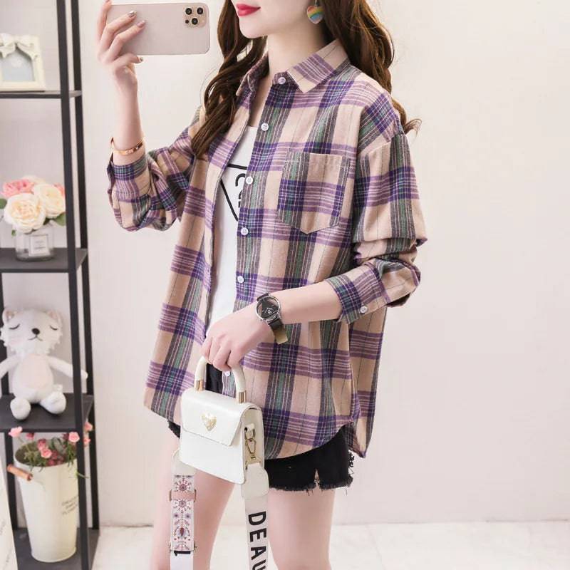 Women's Flannel Plaid Shirt - Xmaker