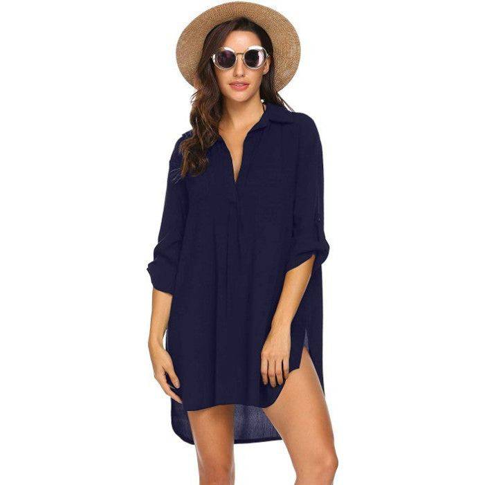 Women's Shirts, Deep V-Neck Beach Sunscreen Suits, Swimsuit Blouses - Xmaker