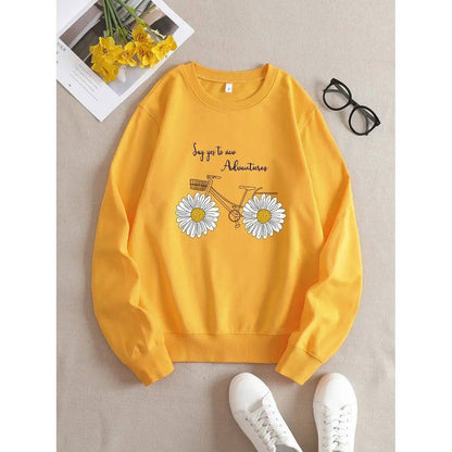 Women's Clothing Printed Crew Neck Sweatshirt - Xmaker