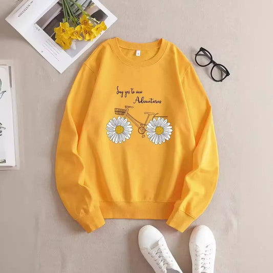 Women's Clothing Printed Crew Neck Sweatshirt - Xmaker