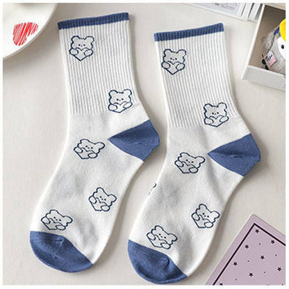 Women's Cute Cartoon Bear Thin Mid-calf Length Socks - Xmaker