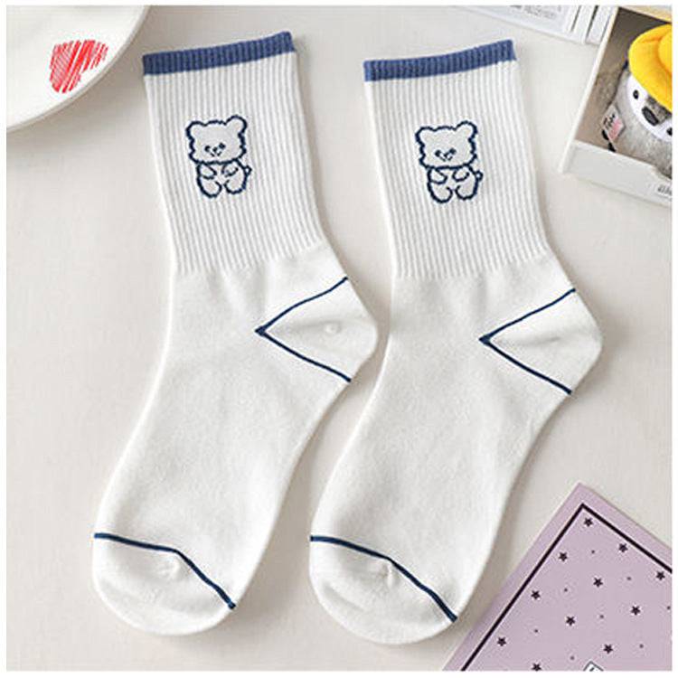 Women's Cute Cartoon Bear Thin Mid-calf Length Socks - Xmaker