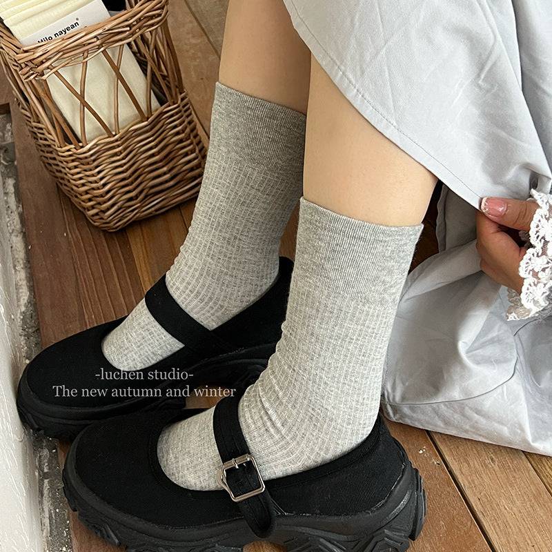 Women Boneless mid-tube striped pile socks-Xmaker