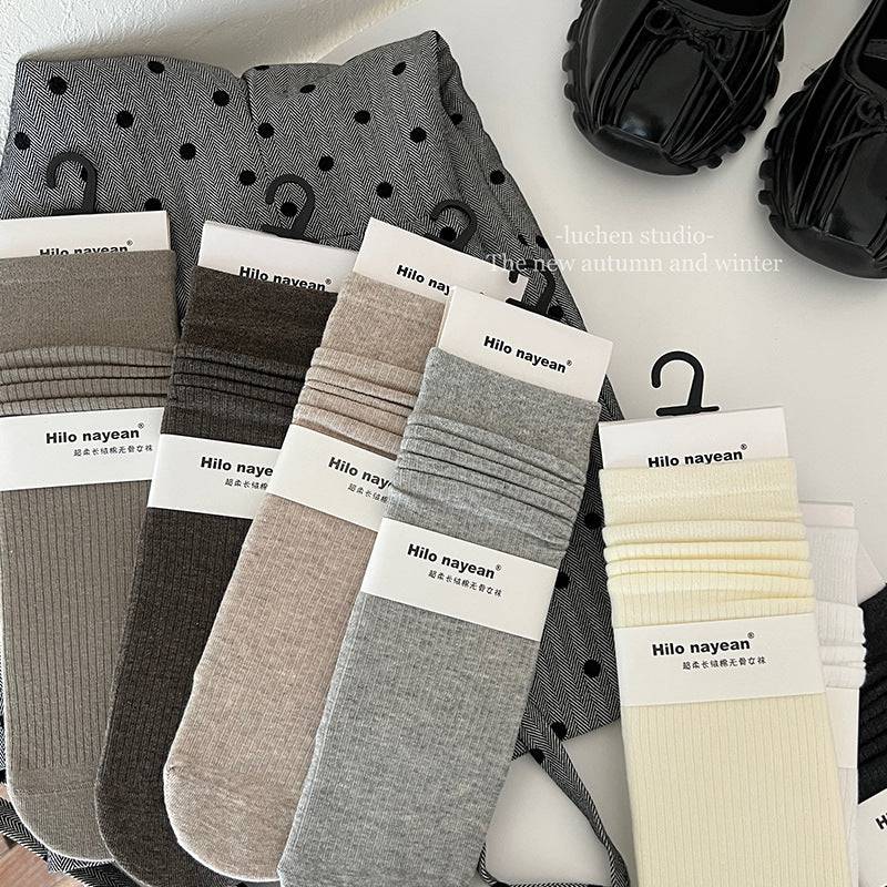 Women Boneless mid-tube striped pile socks-Xmaker