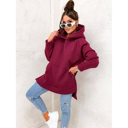 Women's Solid Color Hooded Casual Loose Sweater - Xmaker