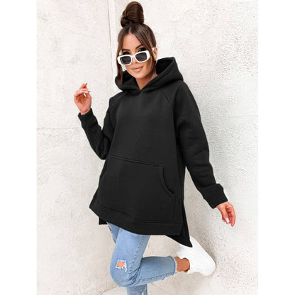 Women's Solid Color Hooded Casual Loose Sweater - Xmaker