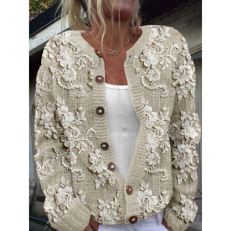 Women's 3D Digital Printing Cardigan Knitted Sweater - Xmaker