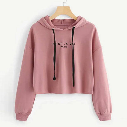 Ladies Short Hooded Printed Sweatshirt Ladies Top - Xmaker