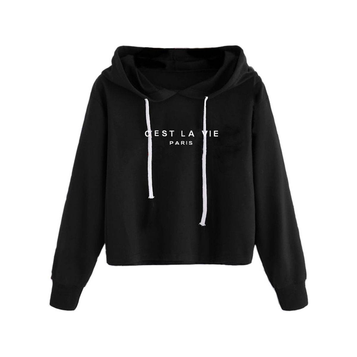 Ladies Short Hooded Printed Sweatshirt Ladies Top - Xmaker