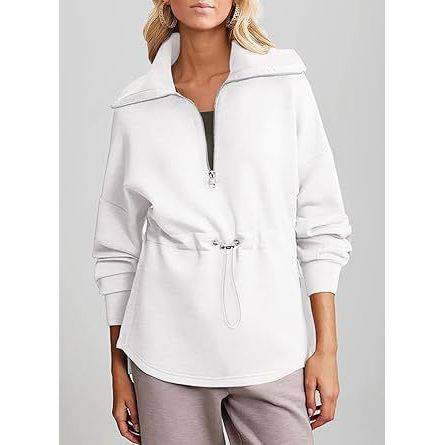 Women's Super Plus Size Sweatshirt Half Zipper Drawstring - Xmaker