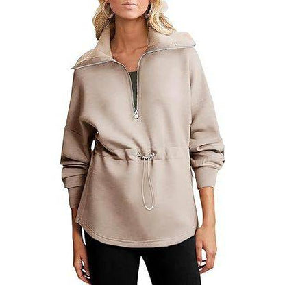 Women's Super Plus Size Sweatshirt Half Zipper Drawstring - Xmaker