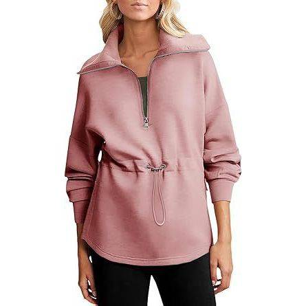 Women's Super Plus Size Sweatshirt Half Zipper Drawstring - Xmaker