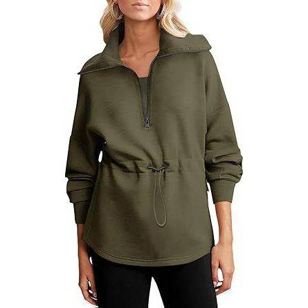 Women's Super Plus Size Sweatshirt Half Zipper Drawstring - Xmaker