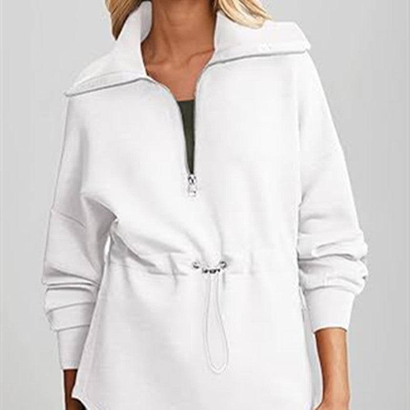 Women's Super Plus Size Sweatshirt Half Zipper Drawstring - Xmaker