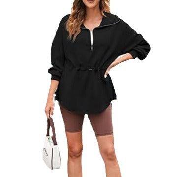 Women's Super Plus Size Sweatshirt Half Zipper Drawstring - Xmaker