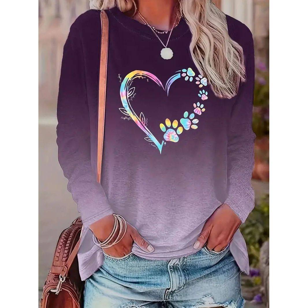 Women's Long Sleeve 3D Printed Crew Neck Sweatshirt - Xmaker