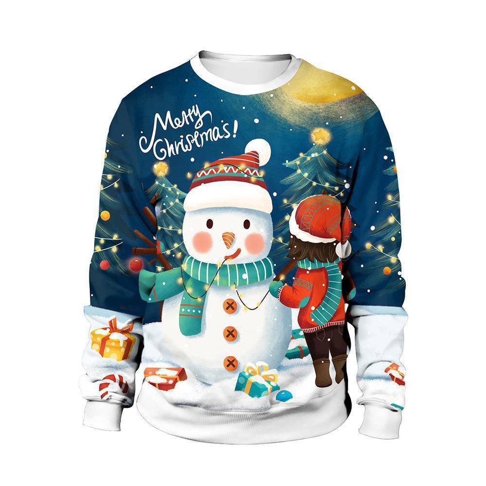 Christmas Clothing Men's And Women's Printed Round Neck Sweater - Xmaker