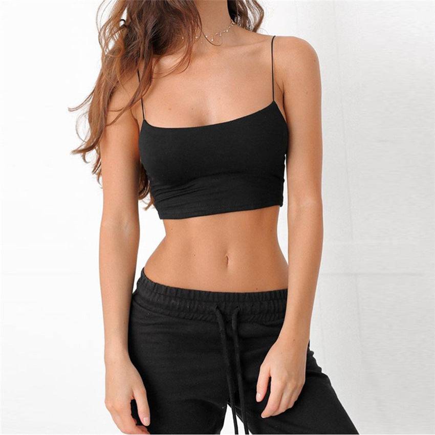 Summer Crop Tops Cotton Women Sleeveless Straps Tank - Xmaker