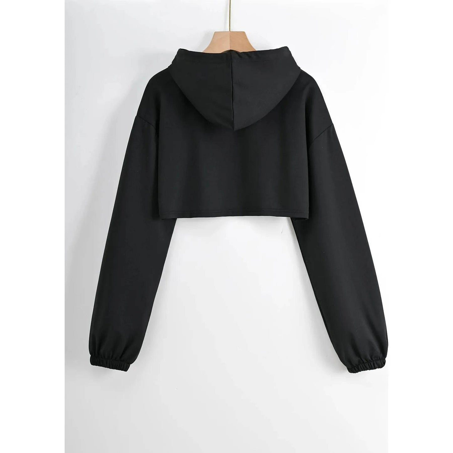 Drop Shoulder Super Crop Drawstring Hoodie - Xmaker