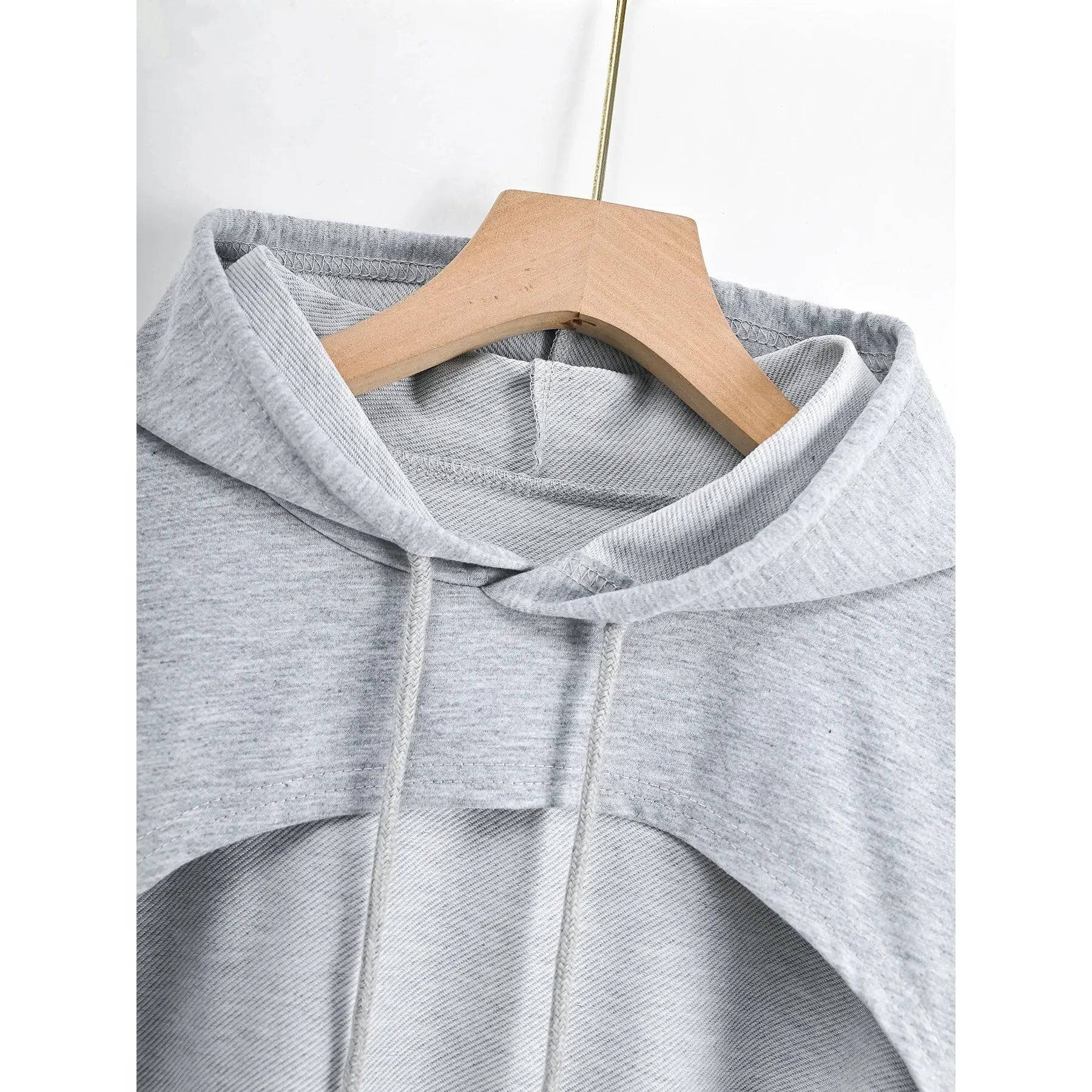 Drop Shoulder Super Crop Drawstring Hoodie - Xmaker