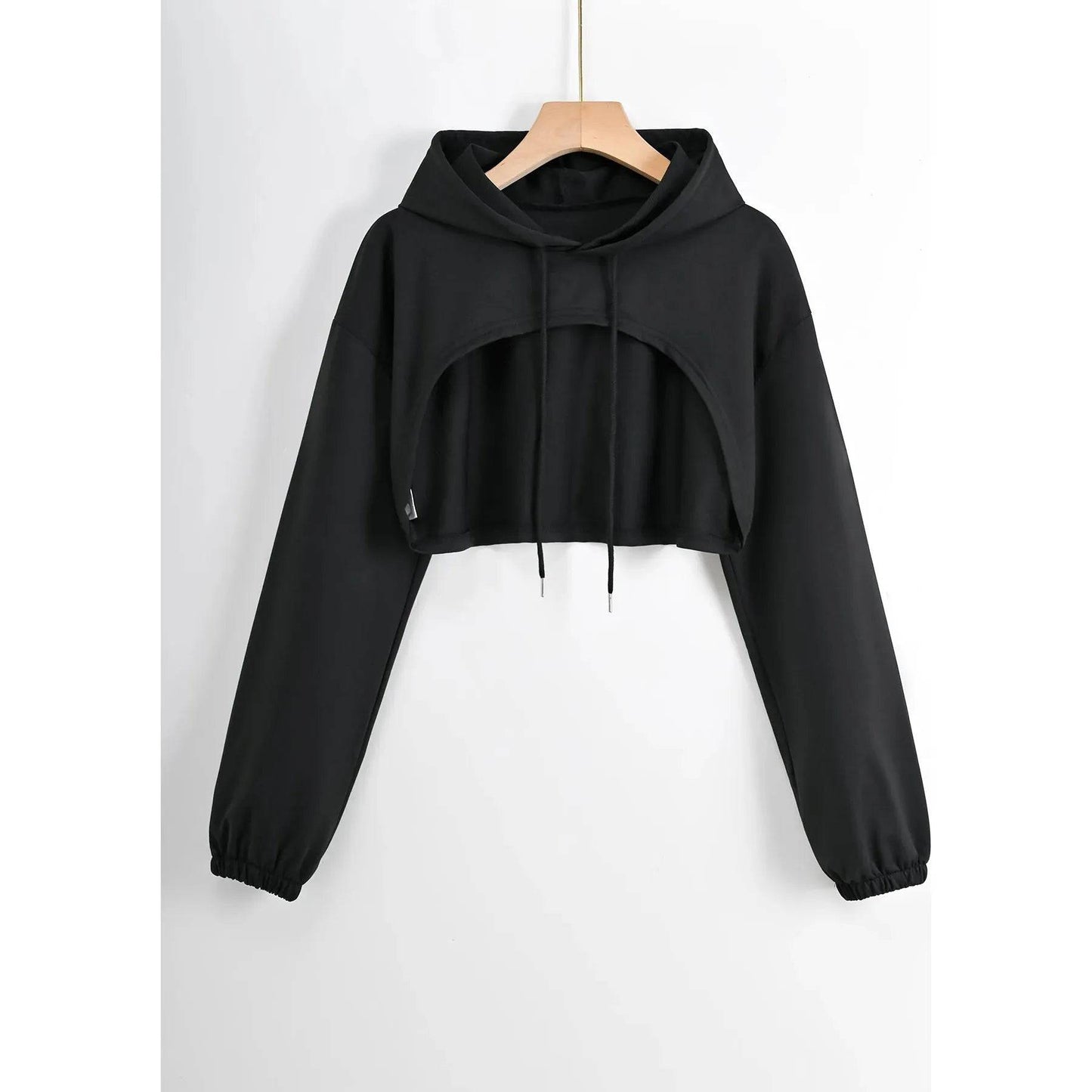 Drop Shoulder Super Crop Drawstring Hoodie - Xmaker