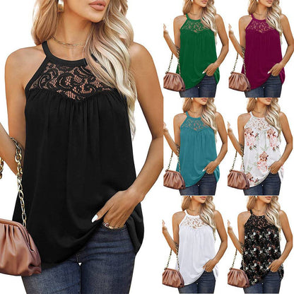 Womens Tank Tops Loose Fit Summer Lace Halter Tops Sleeveless Shirts - Xmaker