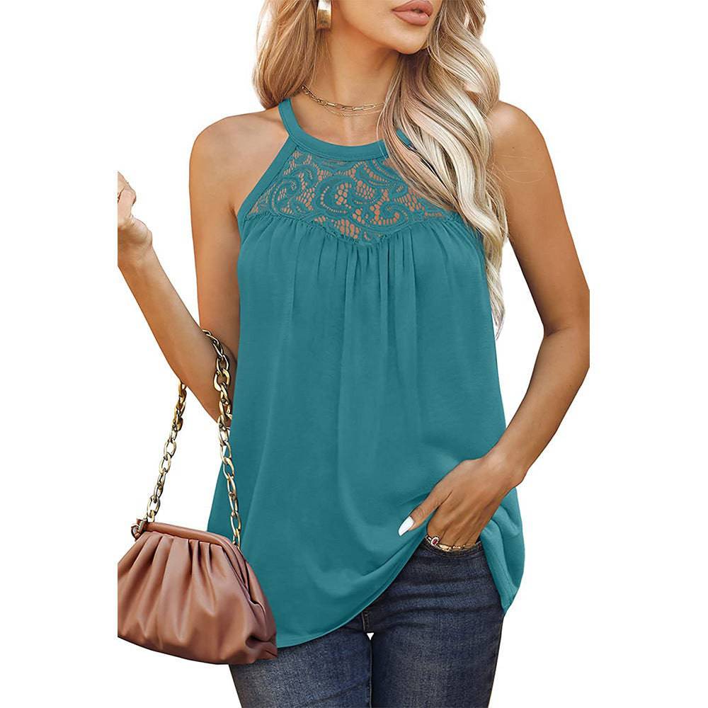 Womens Tank Tops Loose Fit Summer Lace Halter Tops Sleeveless Shirts - Xmaker