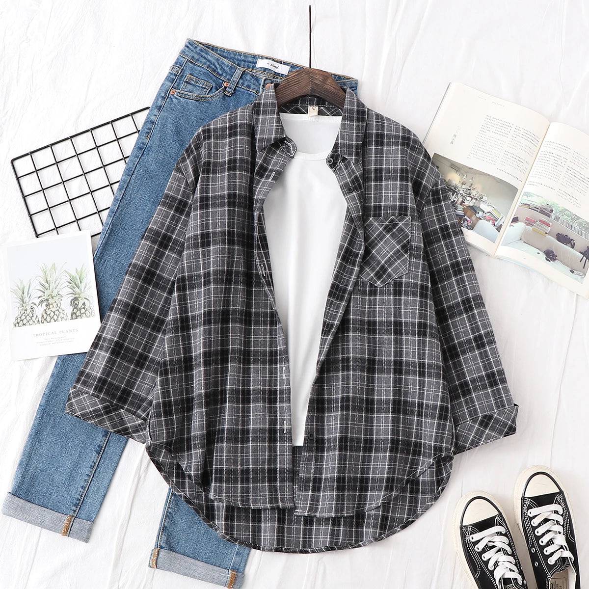 Women's Flannel Plaid Shirt - Xmaker