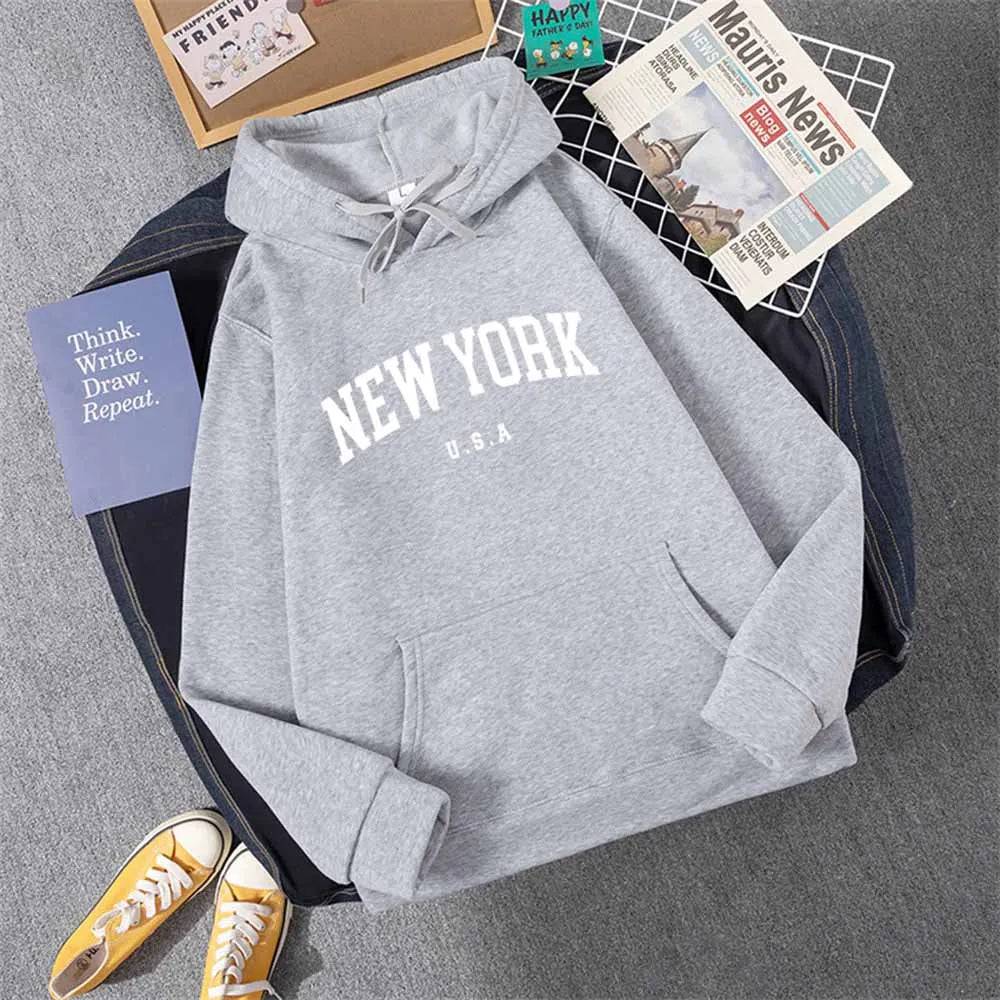 City Hoodies Fashion Letter Printed Graphic Sweatshirts Hooded Pullover - Xmaker